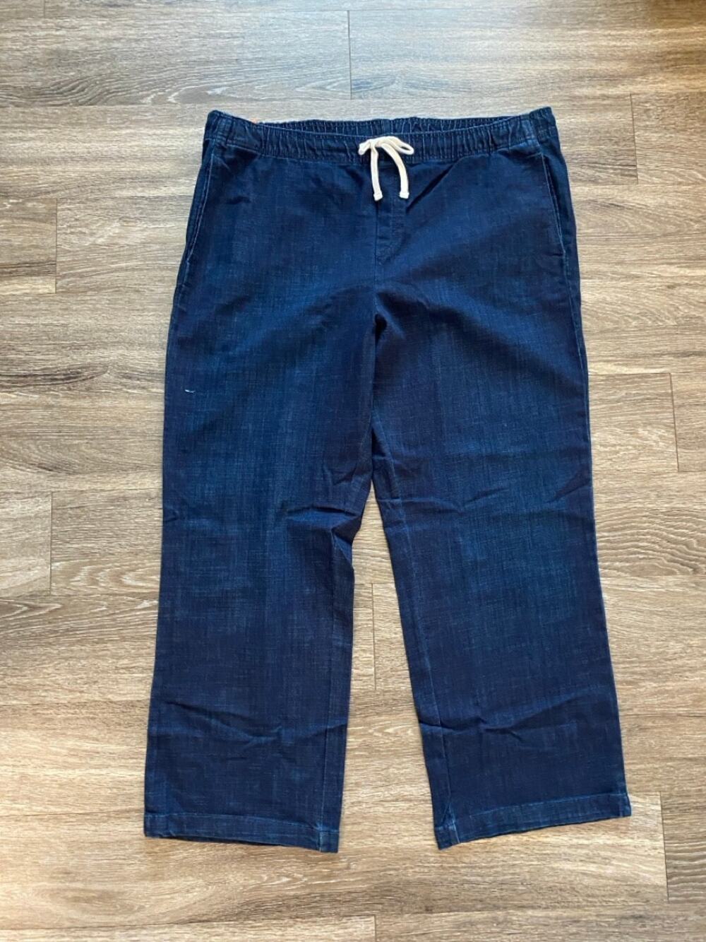 Buffalo David Bitton Womens XXL Navy Denim Drawstring Wide Leg Pants Minimalist